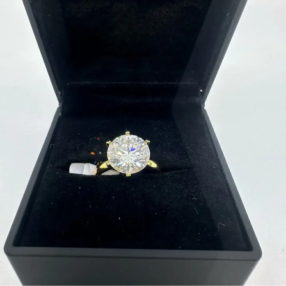 Moissanite Diamond, Yellow Gold 5 Ct Engagement Ring GRA Wedding Size 9 - Picture 9 of 10